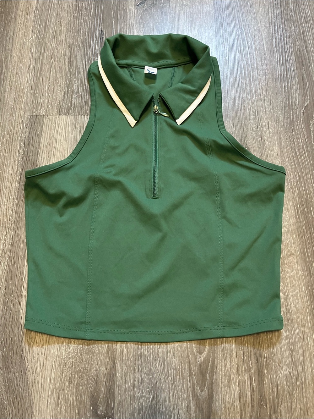 Old Navy Green Sleeveless Zip Polo Tank with Contrast Trim